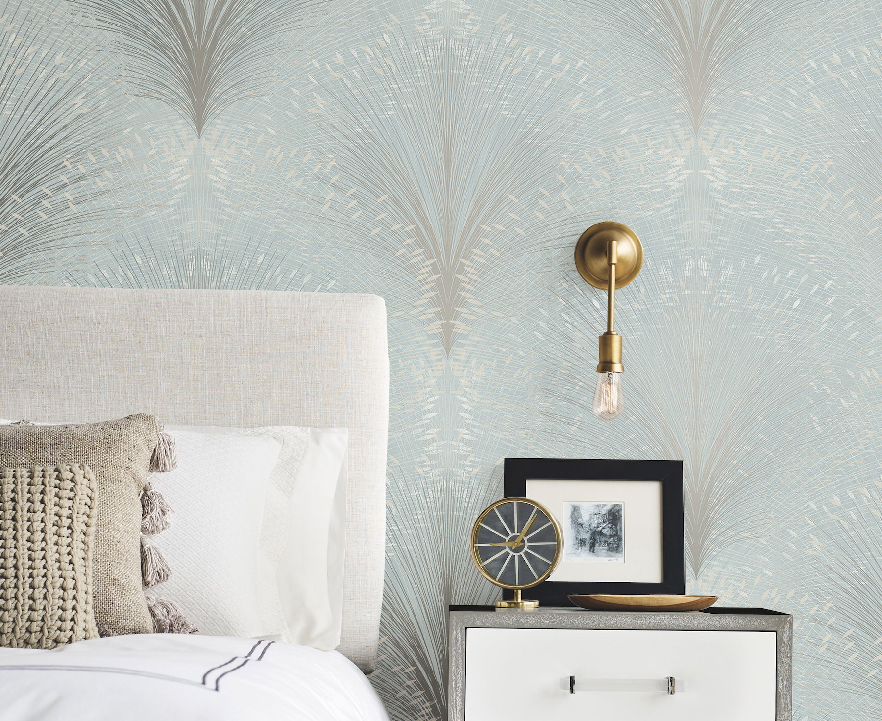 Papyrus Plume Sky Blue Wallpaper large image 