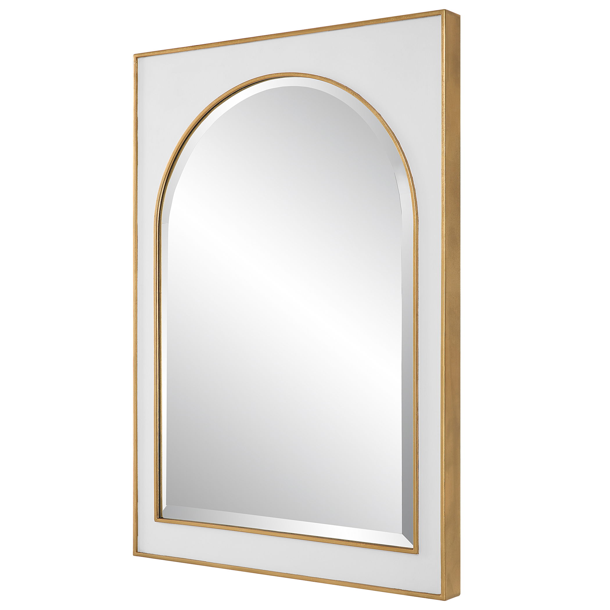 Crisanta Gloss White Arch Mirror large image 