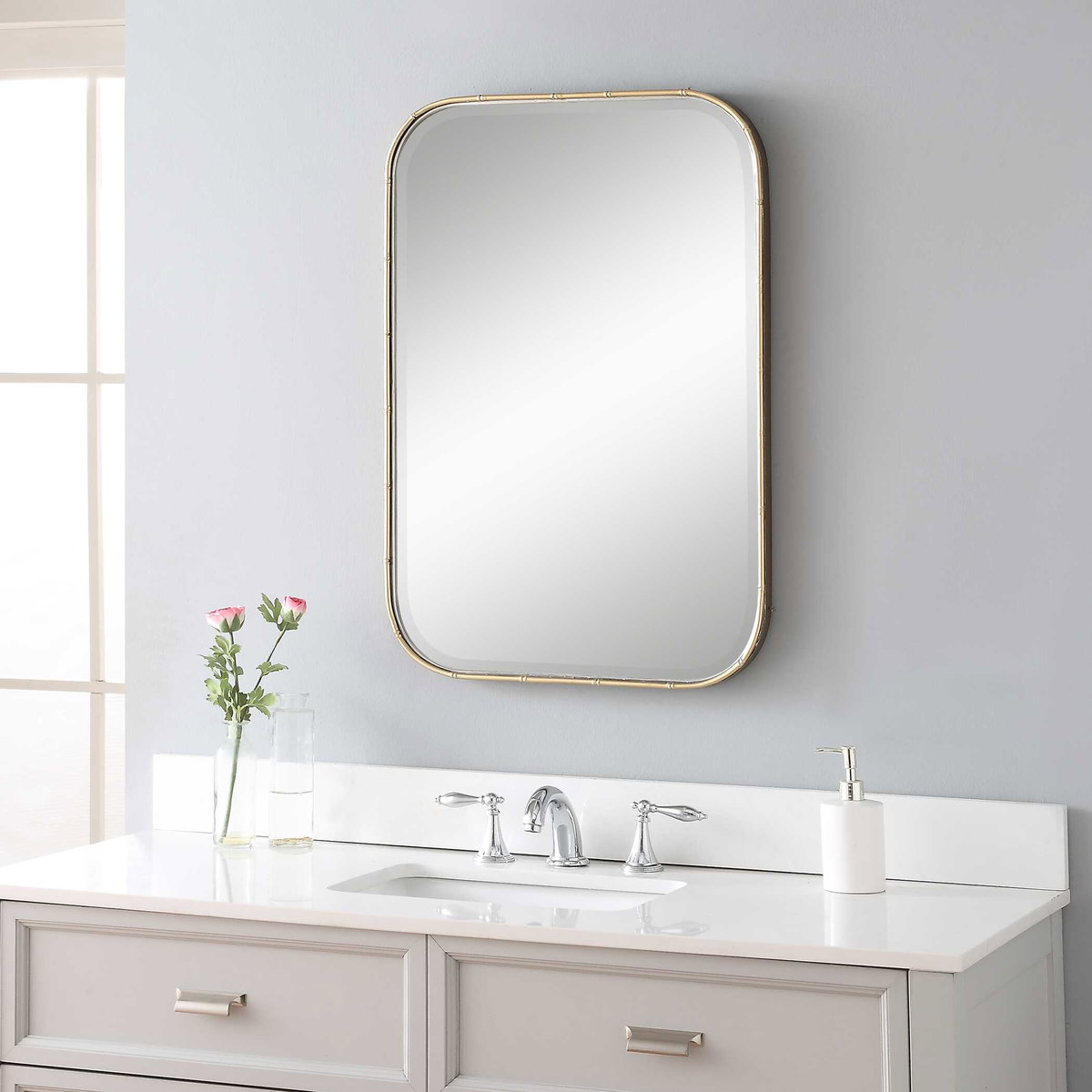 Malay Vanity Mirror, by Uttermost, 1'8.12" width x 2'6" height x 1.5" depth View 4
