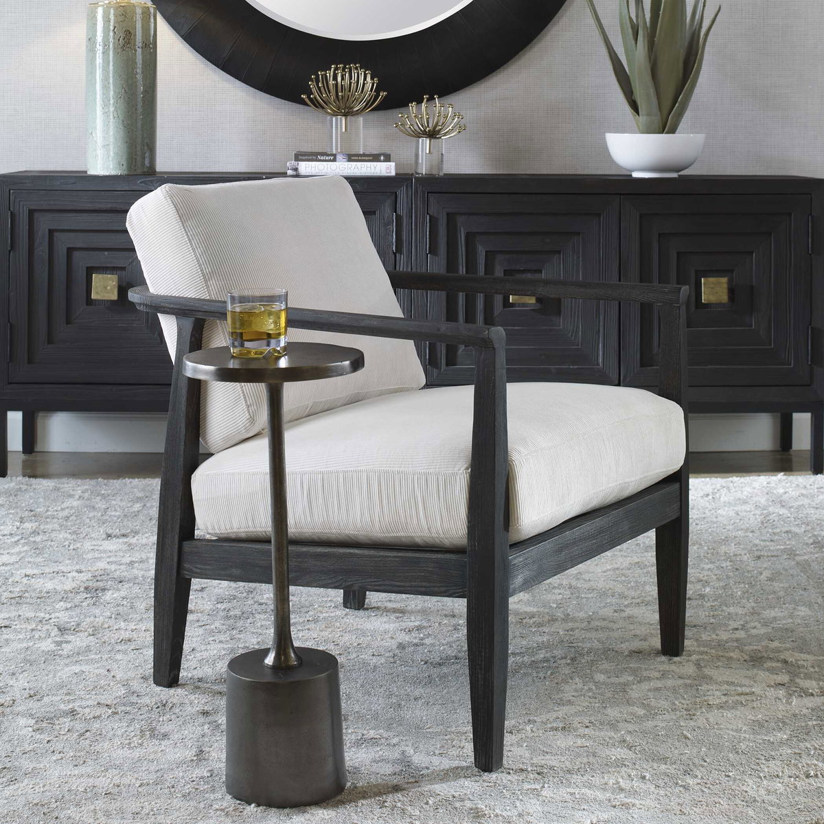 Brunei White Accent Chair, by Uttermost, 28.25" width x 32.5" height x 33.5" depth View 4
