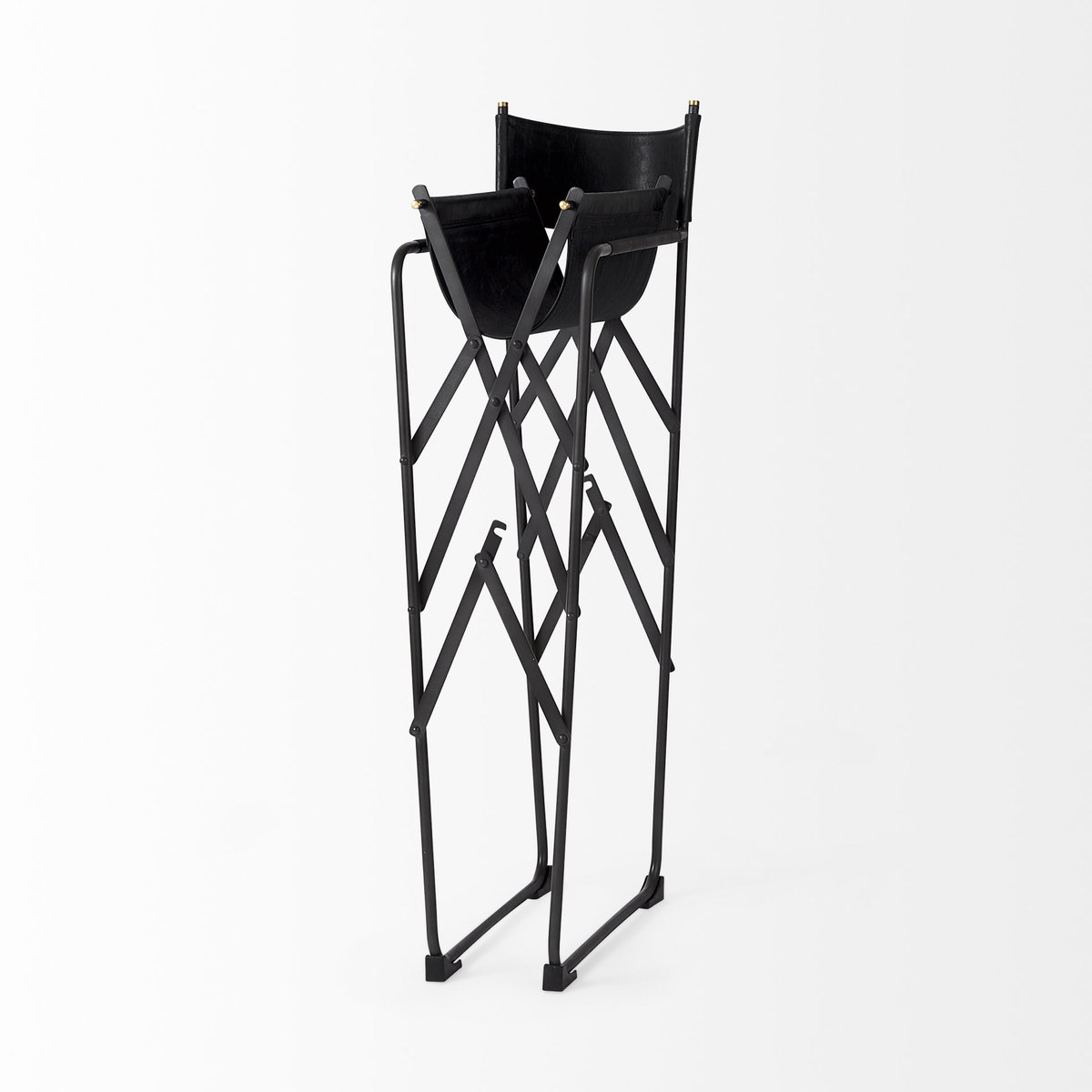 Direttore Backless 44.1in Seat Bar Stool | Black Leather with Black Iron, Counter & Bar Stool by Mercana, 19.3" length x 20" width x 44.1" height View 6