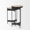 Wade Travertine Marble with Matte Black Metal End Tables thumbnail 5