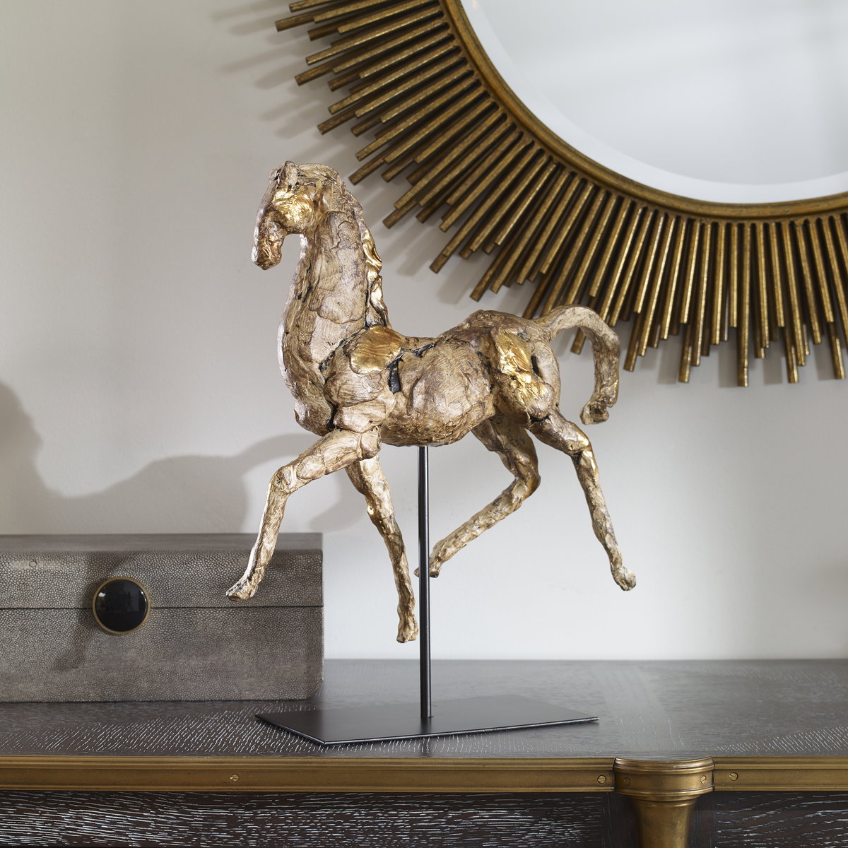 Caballo Dorado Horse Sculpture, Figurines & Statue by Uttermost, 14" width x 16.5" height x 5.12" depth View 2