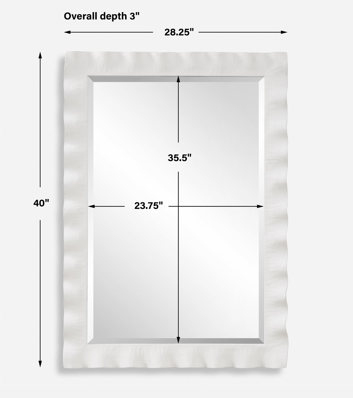 Haya White Scalloped Mirror, by Uttermost, 28.25" width x 40" height x 3" depth View 3