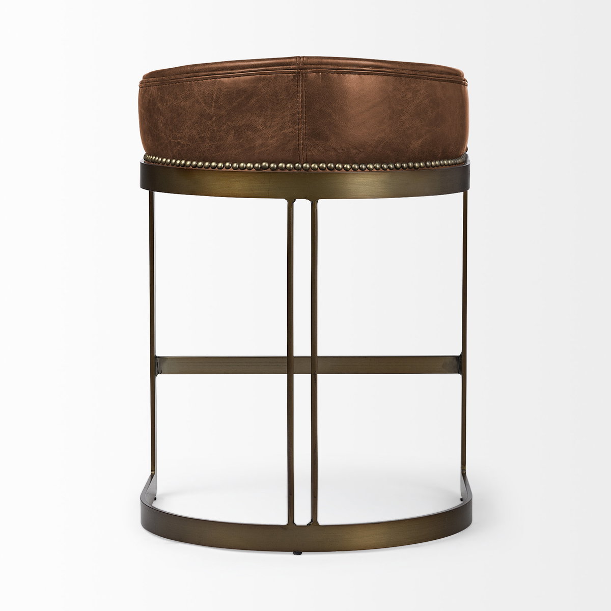 Hollyfield Low Back 24.75in Seat Counter Stool | Cognac Brown Leather, Counter & Bar Stool by Mercana, 20.5" length x 19.7" width x 28.7" height View 4