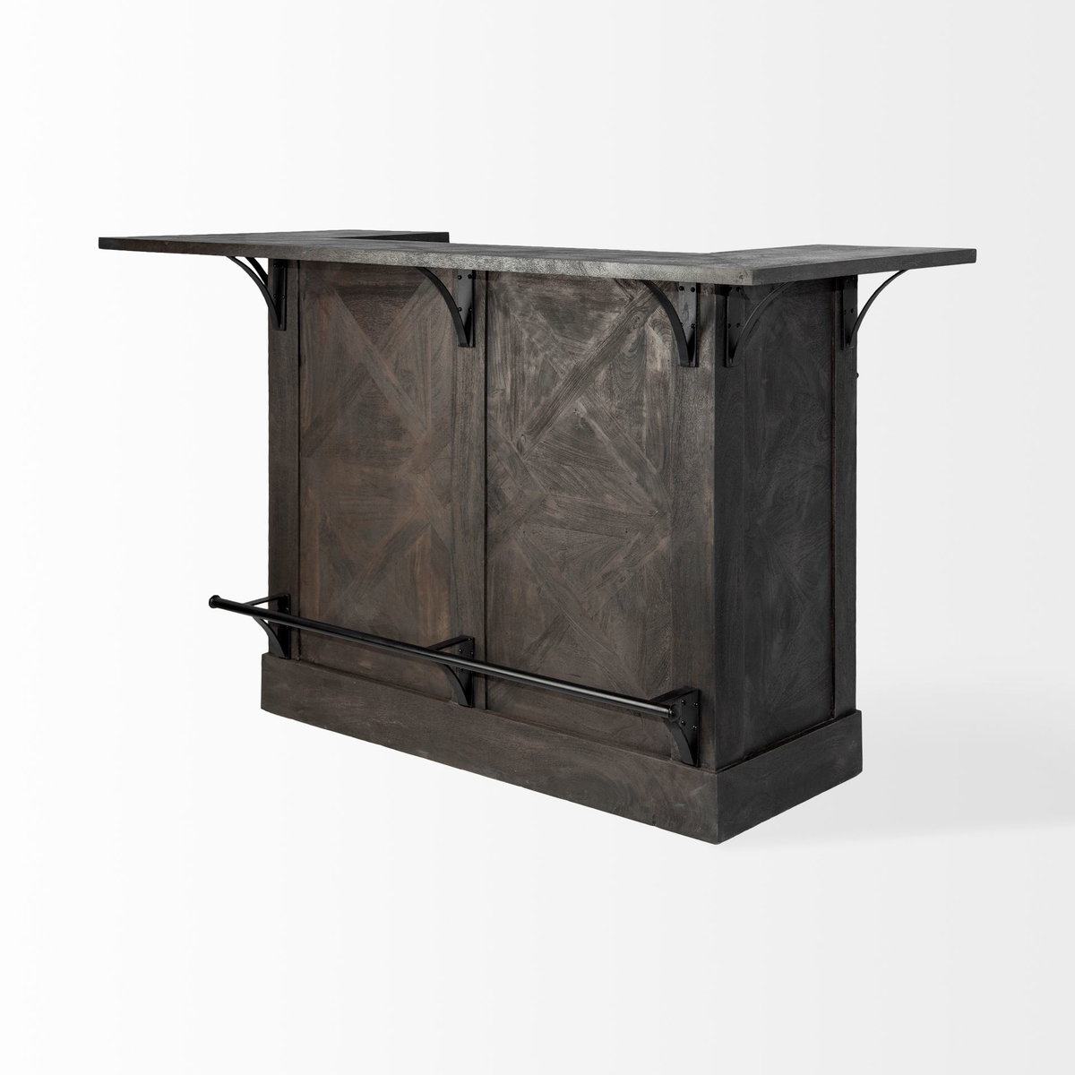 Cheers Dark Brown Solid Wood  Wine Bottle Storage Kitchen Island, by Mercana, 67.75" length x 29" width x 42.5" height View 6