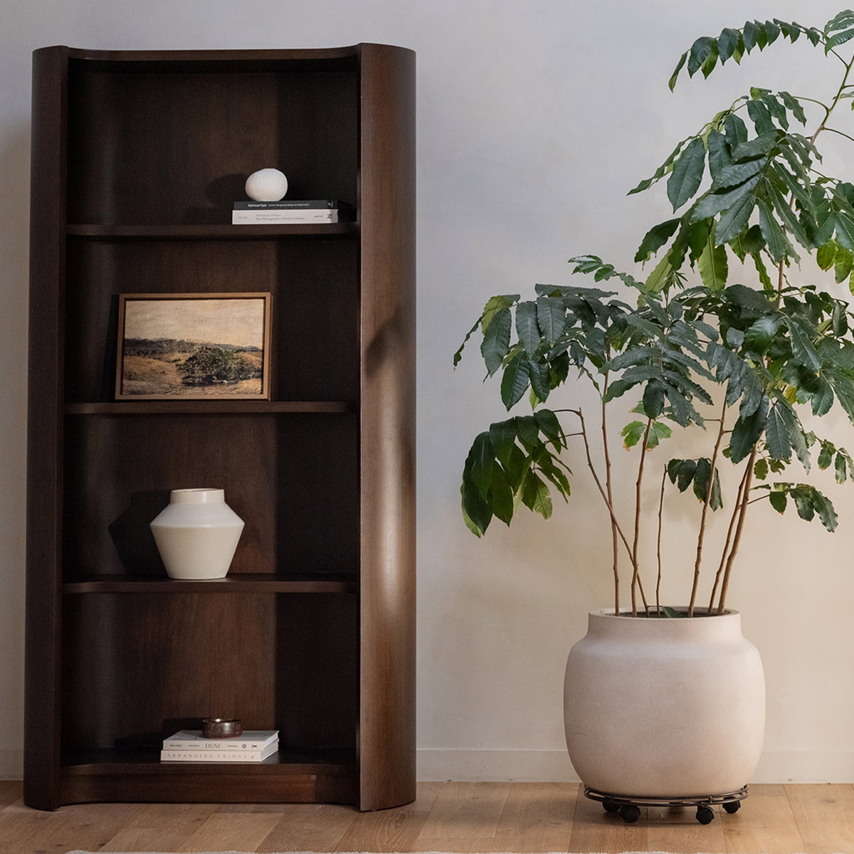 Nera Bookcase Brown, Shelving & Bookcase by Moe's Home, 40.5" width x 77.2" height x 17.4" depth View 12