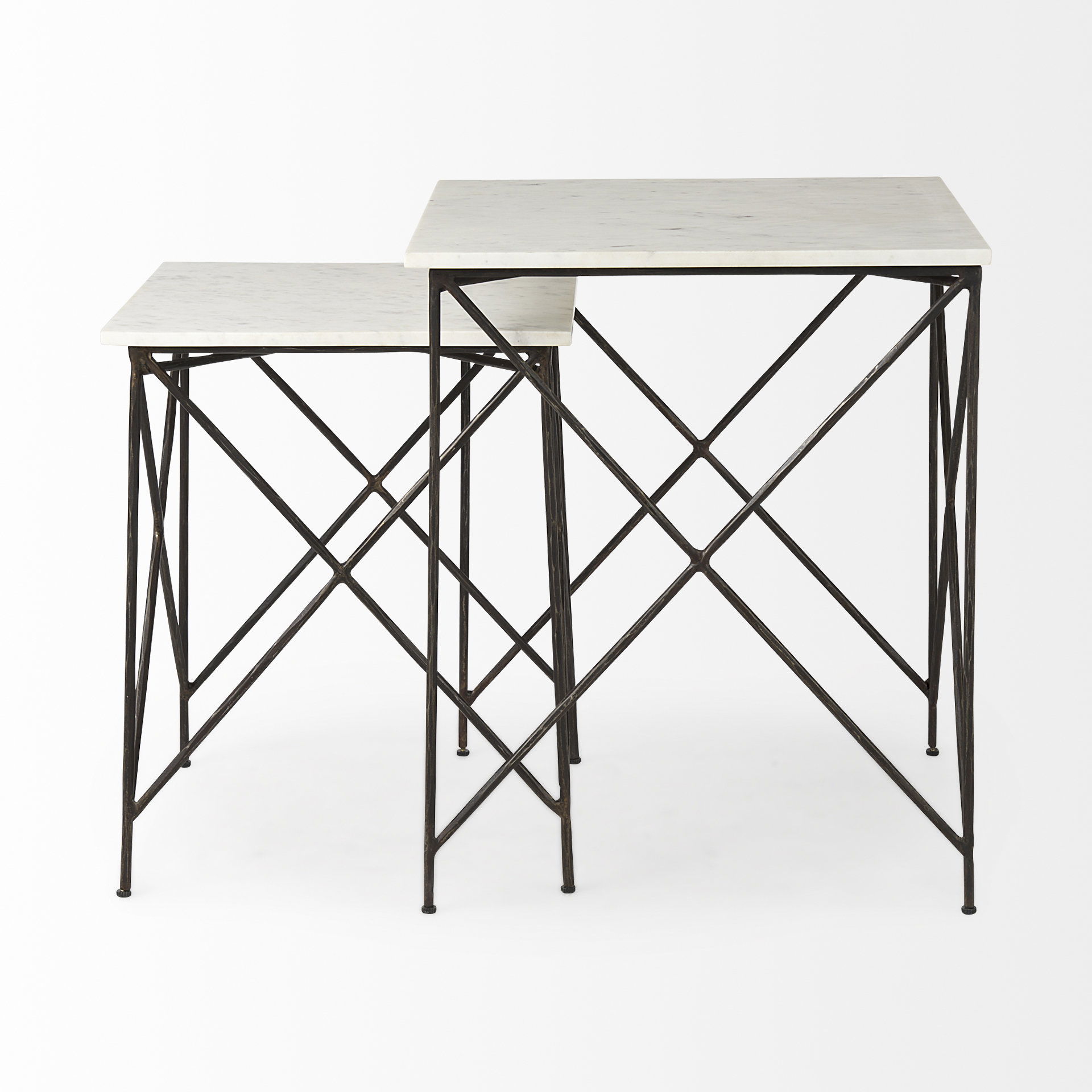 Lorlei 20.0L x 20.0W x 23.8H White Marble Top with Gray Iron Legs End and Side Table, Side & End Table by Mercana, 20" length x 20" width x 24" height View 5