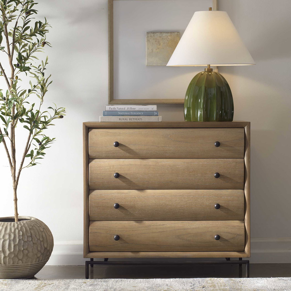 Millard Curved 4 Drawer Chest, Cabinets & Chest by Uttermost, 36" width x 34.25" height x 17" depth View 2