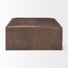 Minara 36' Square Brown Leather Wrapped with Wood Base Ottoman thumbnail 3