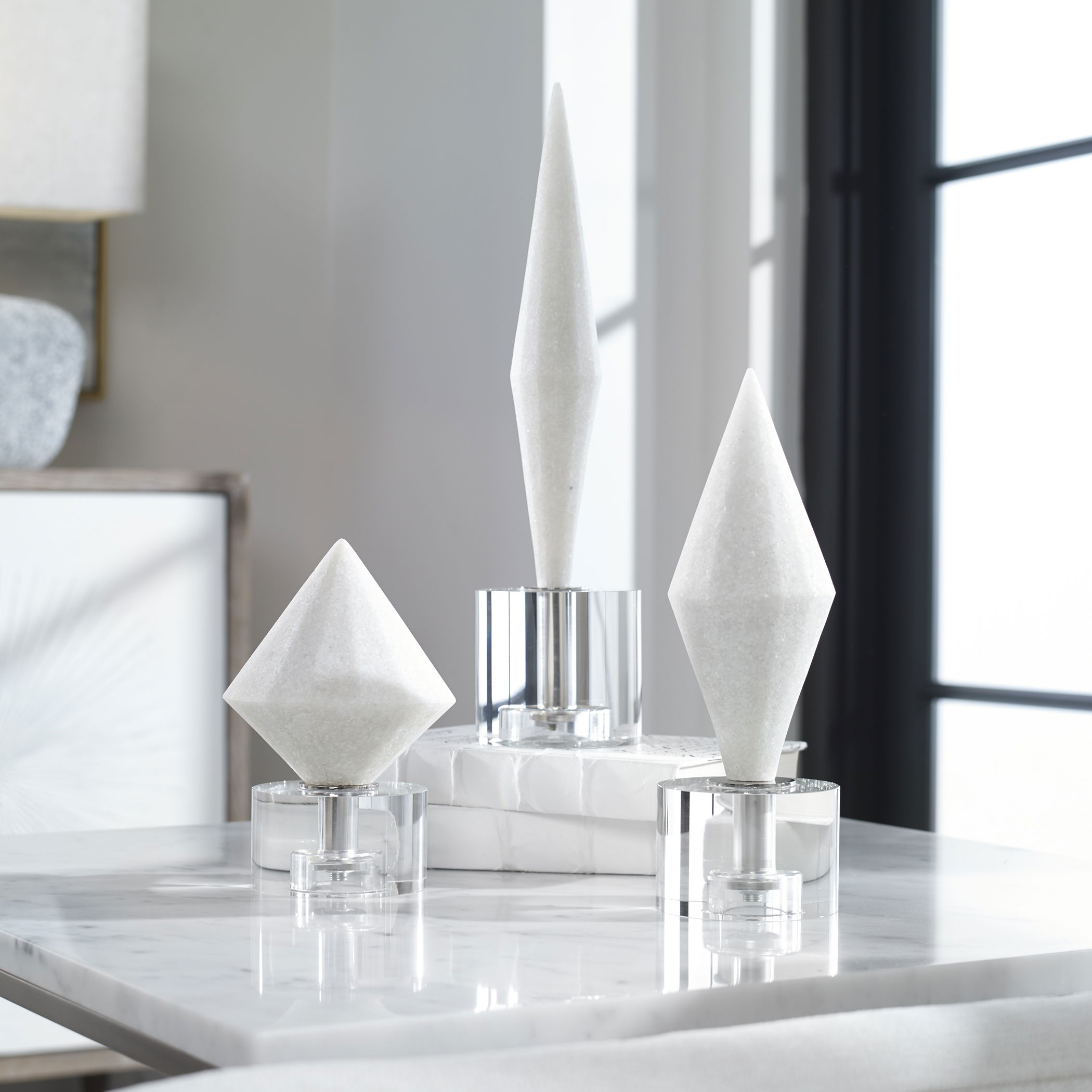 Alize White Stone Sculptures Set/3 large image 