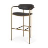 Parker Backless 40in Seat Bar Stool | Brown Faux Leather with Gold Metal, Counter & Bar Stool by Mercana, 19" length x 19.75" width x 40" height thumbnail 1