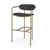 Parker Brown Faux Leather Seat Gold Metal Bar Stool, Counter & Bar Stool by Mercana, 19" length x 19.75" width x 40" height thumbnail 1