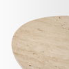 Syona Travertine + Mango Wood leg Oval Coffee table, by Mercana, 44" length x 30" width x 16" height thumbnail 7