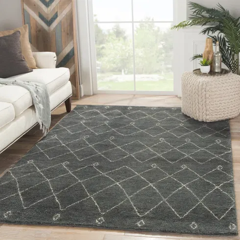 Nostalgia Casablanca Hand-Knotted Moroccan Gray/White Area Rug