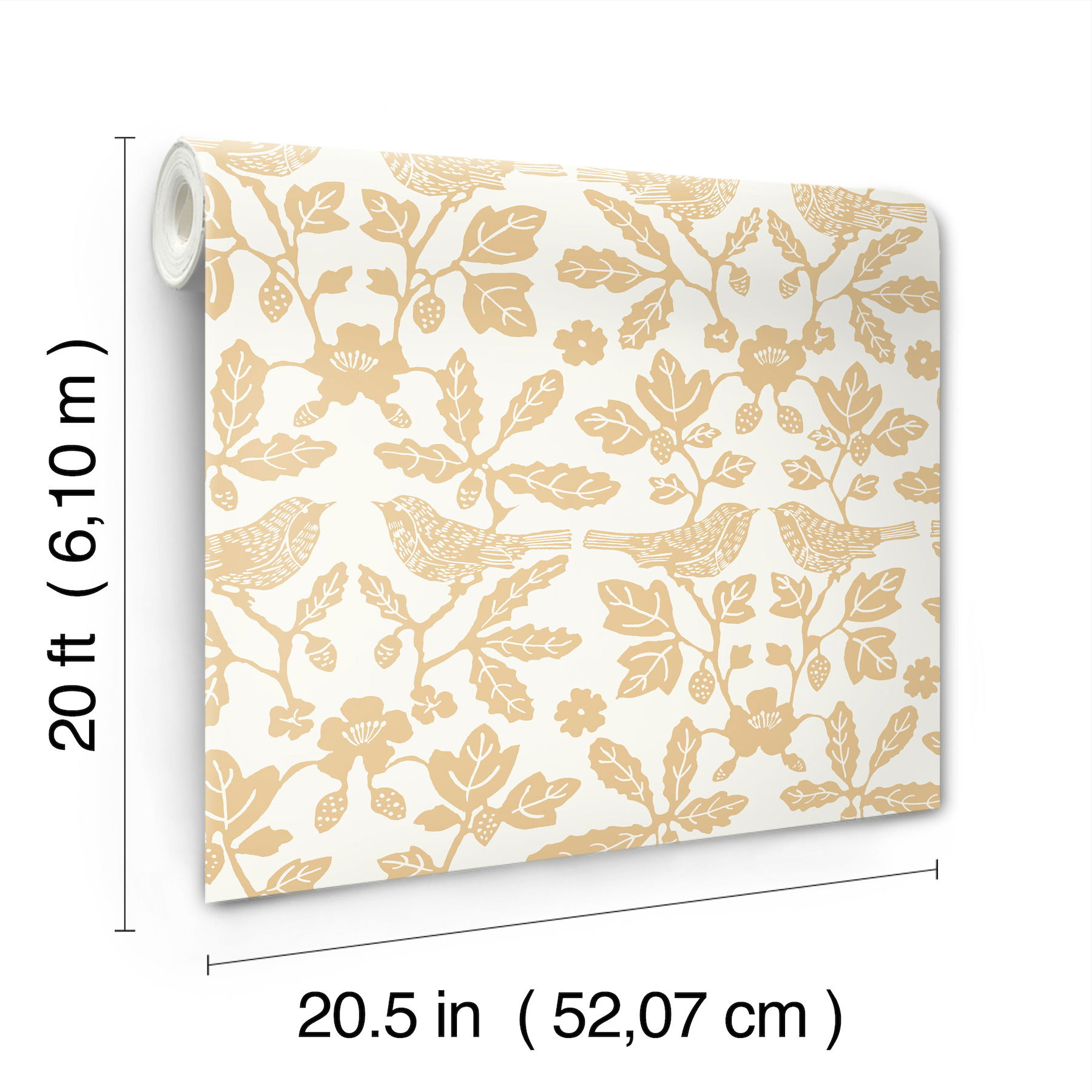 Sparrow & Oak Ochre Yellow Peel & Stick Wallpaper large image 