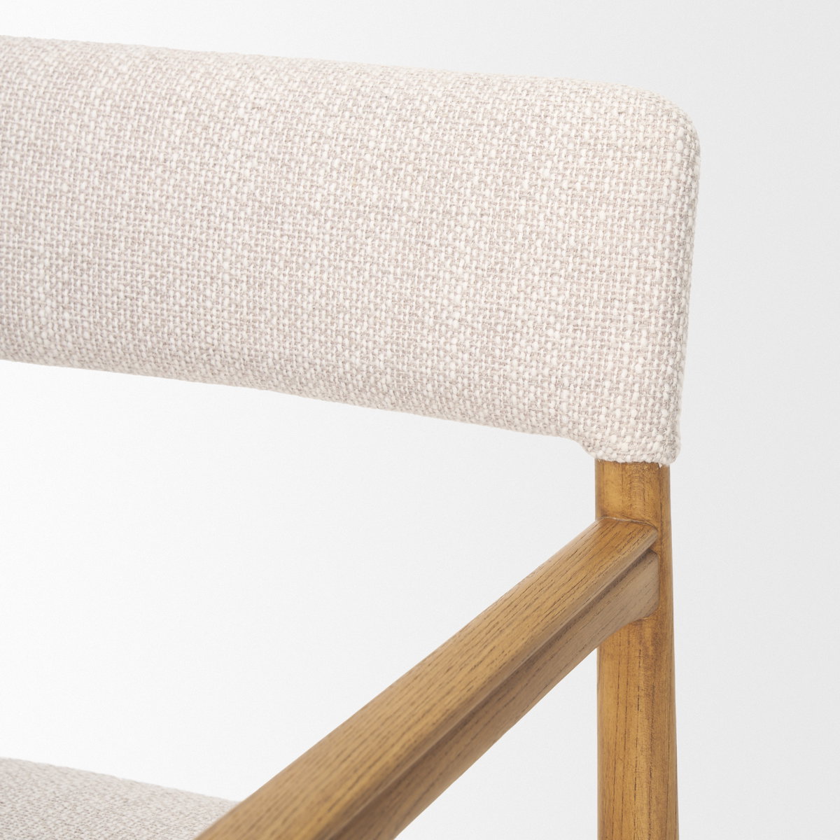 Toni Curved Back Dining Side Chair | Cream Fabric with Light Brown Wood, Dining Chair by Mercana, 22.44" length x 24.61" width x 33.66" height View 10