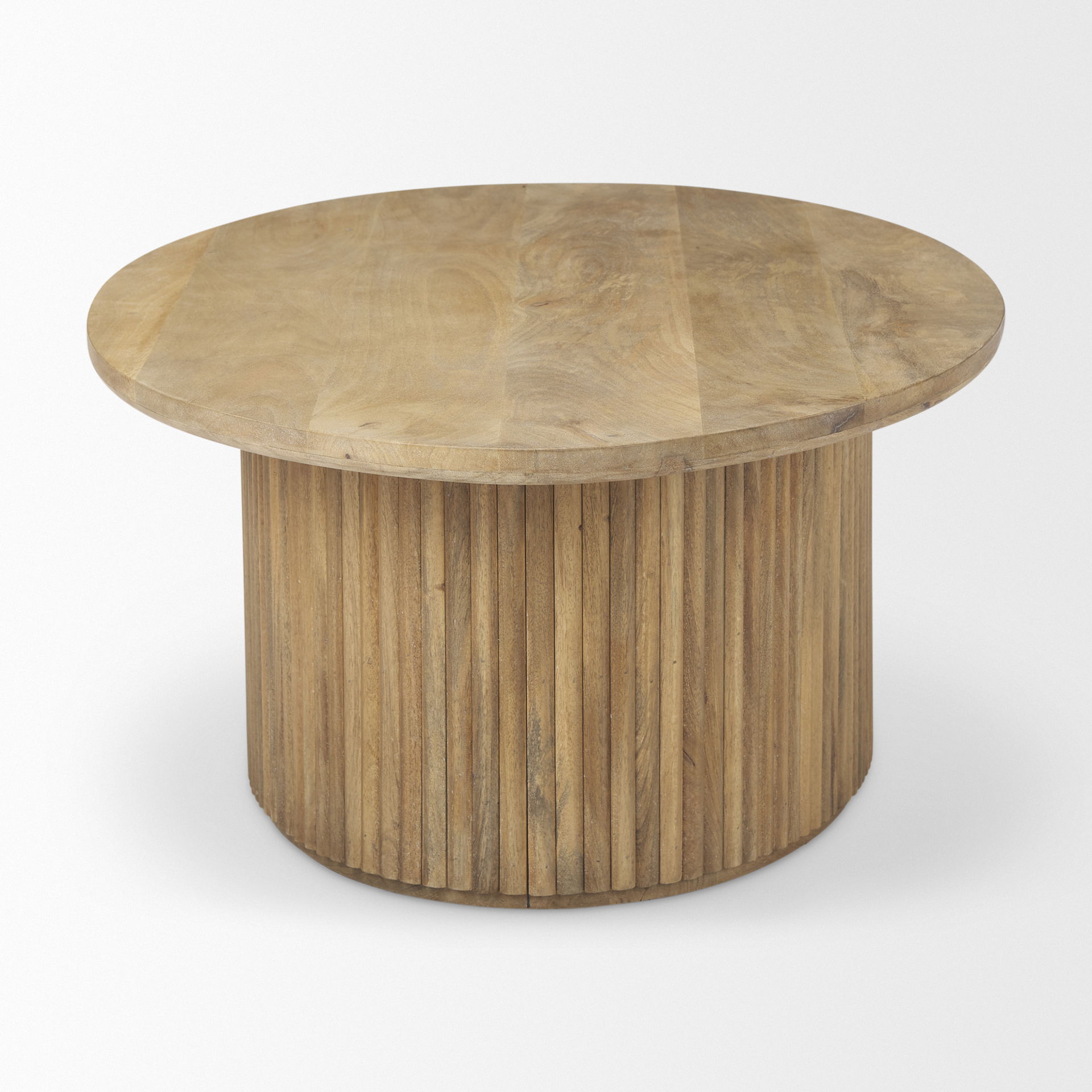 Terra 48L x 28W x 15H Light Brown Wood Oval Fluted Coffee Table large image 