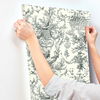 Old World Toile Black & White Wallpaper, by York Wall, 33' length x 1'8.5" width x 0.02" depth thumbnail 7