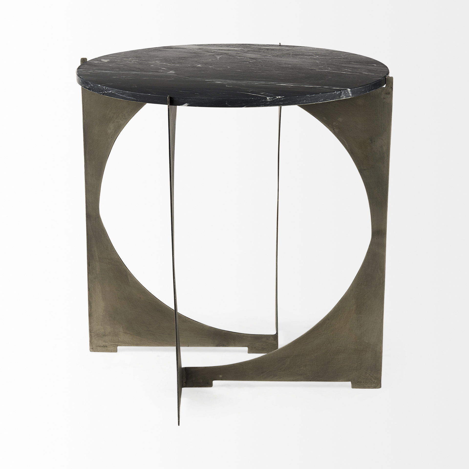 Reinhold II 21L x 21W x 21H Black Marble Top Iron Side Table large image 