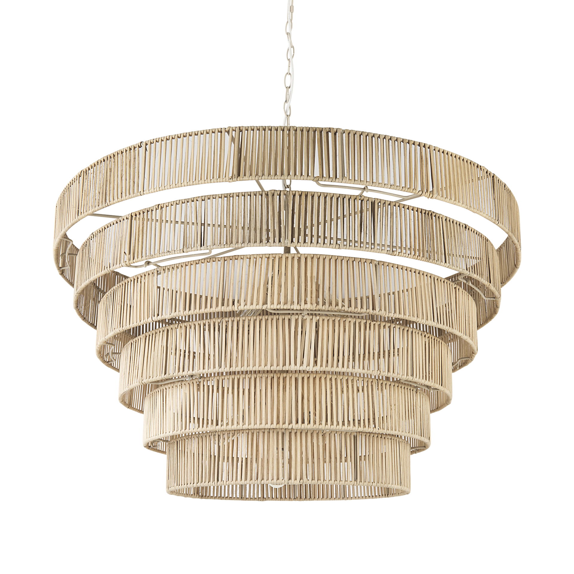 Marimba 40 L x 40 W x 24 H Natural Cane 6 Tier Chandelier, by Mercana, 40" length x 40" width x 24" height View 1