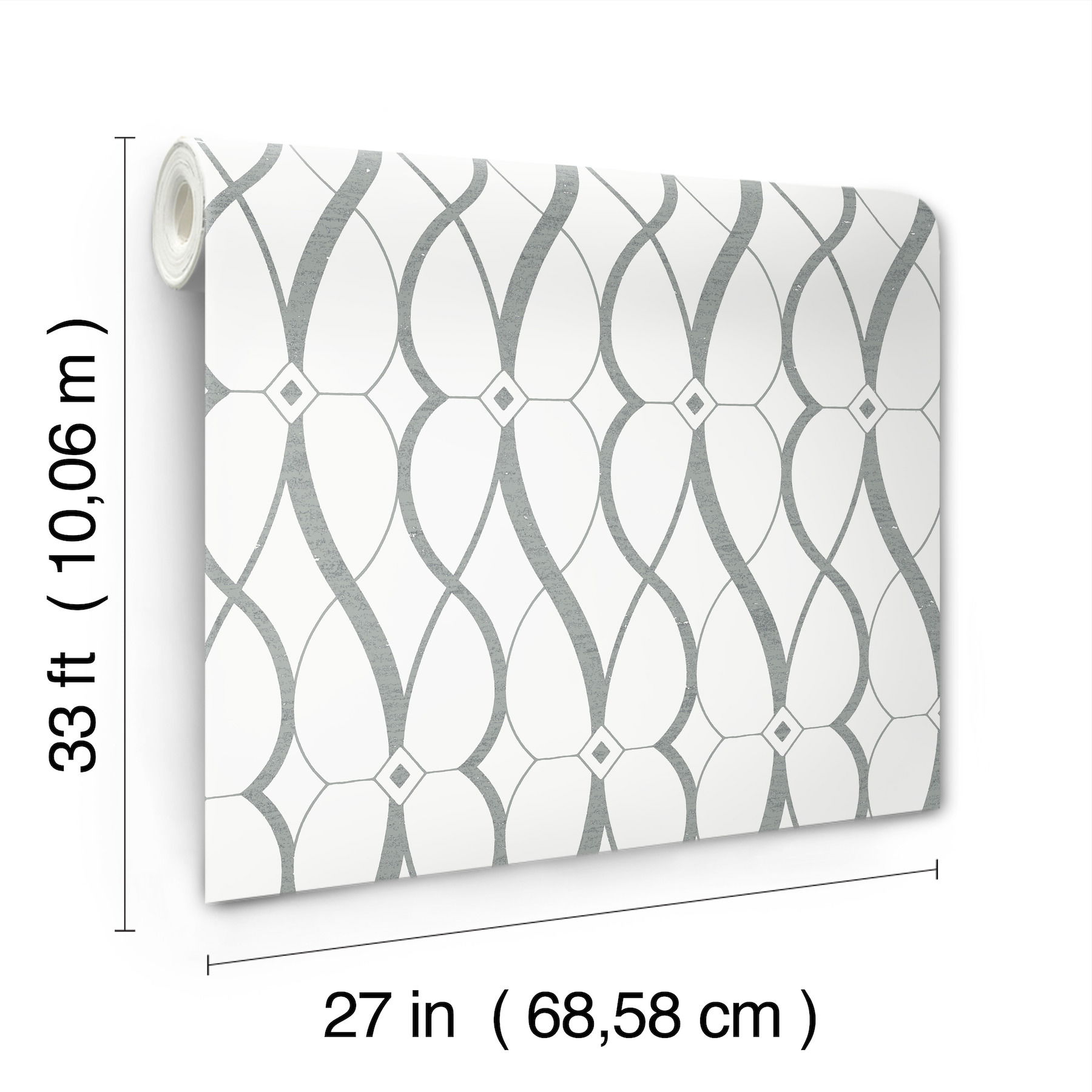 Graceful Geo White & Silver Wallpaper large image 