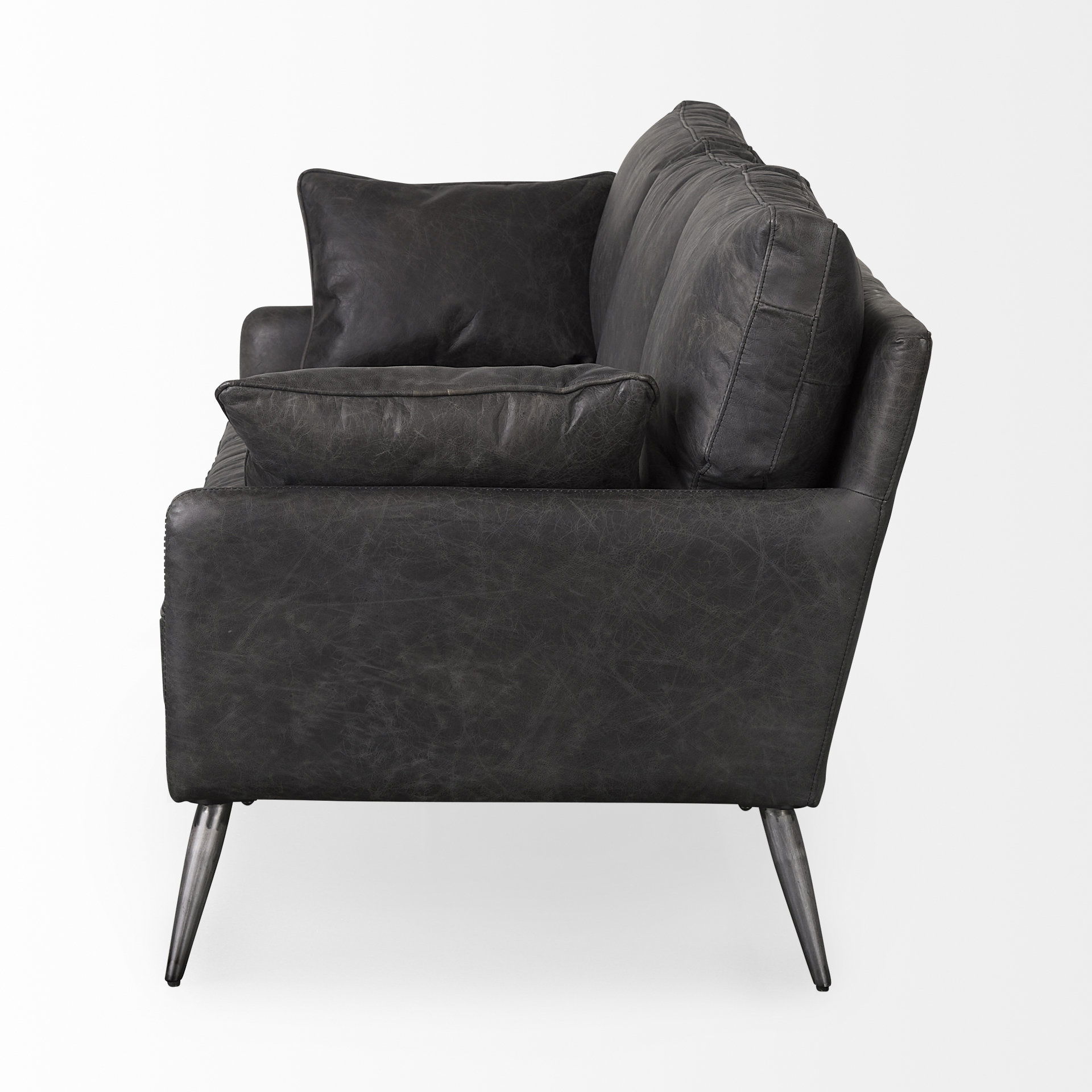 Cochrane 82L x 33W x 32.3 Black Leather Three Seater Sofa large image 