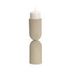 Qamra Tall Beige Textured Metal Pillar Candle Holder Candle Holder, Candles & Candle Holder by Mercana, 3.5" length x 3.5" width x 12.5" height thumbnail 1
