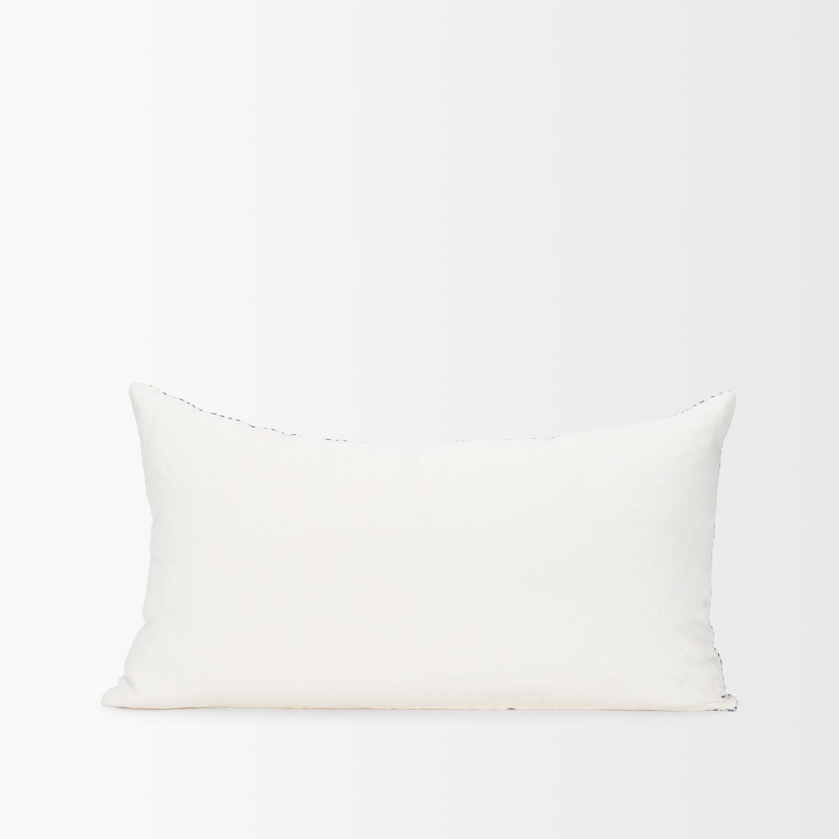 Janelle 14x26 Cream with Indigo Print Linen Lumbar Pillow Cover, Decorative Pillow by Mercana, 14" length x 26" width x 0.2" height View 5