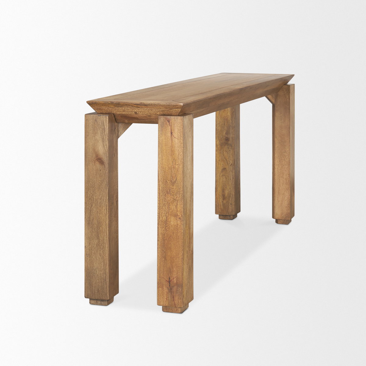 Sapphira Brown Wood Tapered Top Console Table, by Mercana, 60" length x 16" width x 32" height View 7