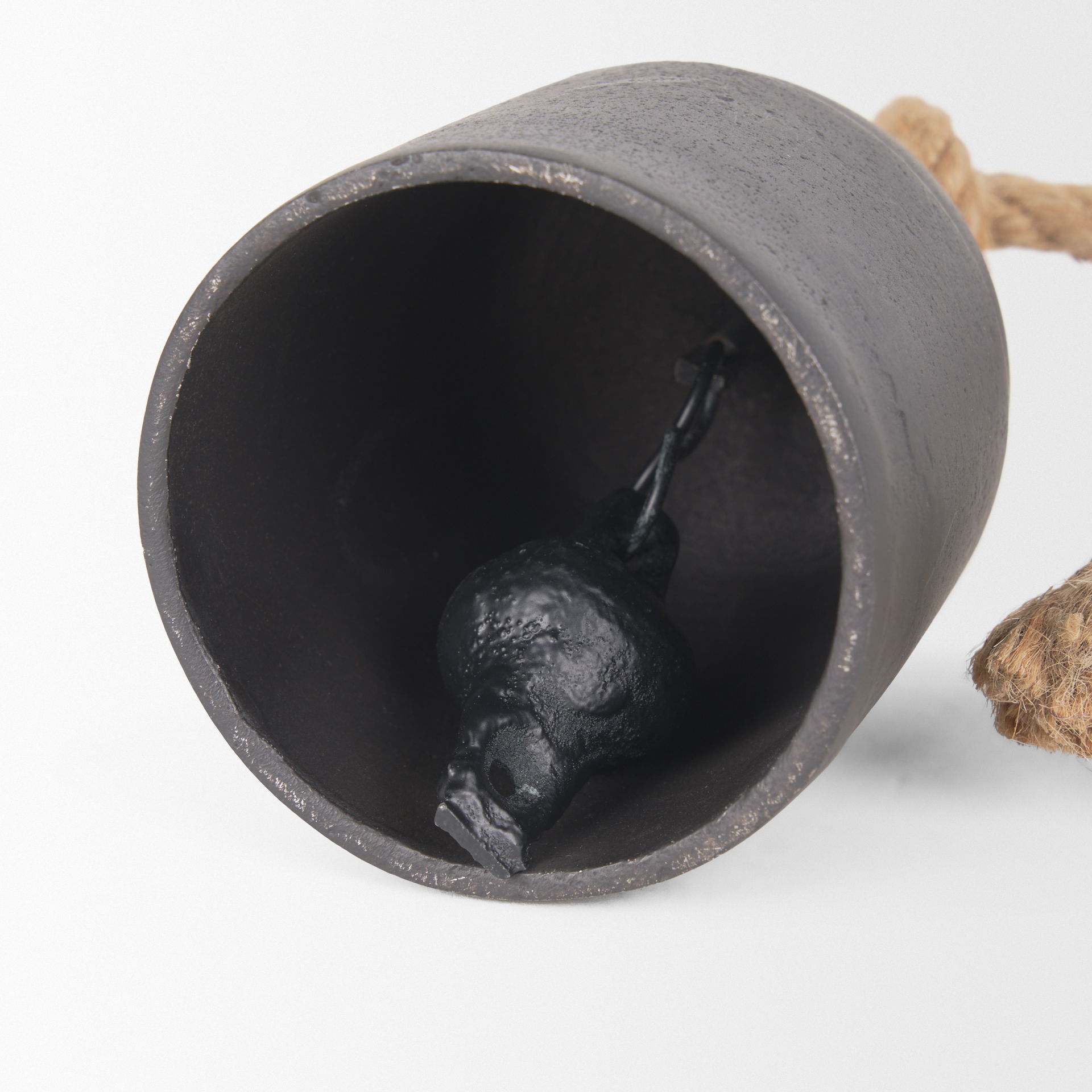 Quincy Small Matte Black Metal Decorative Bell Object large image 