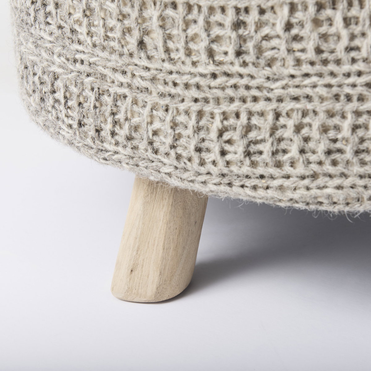 Bina  Dark Gray 4 Legged Wool Stool, Ottoman by Mercana, 30" length x 30" width x 15" height View 11