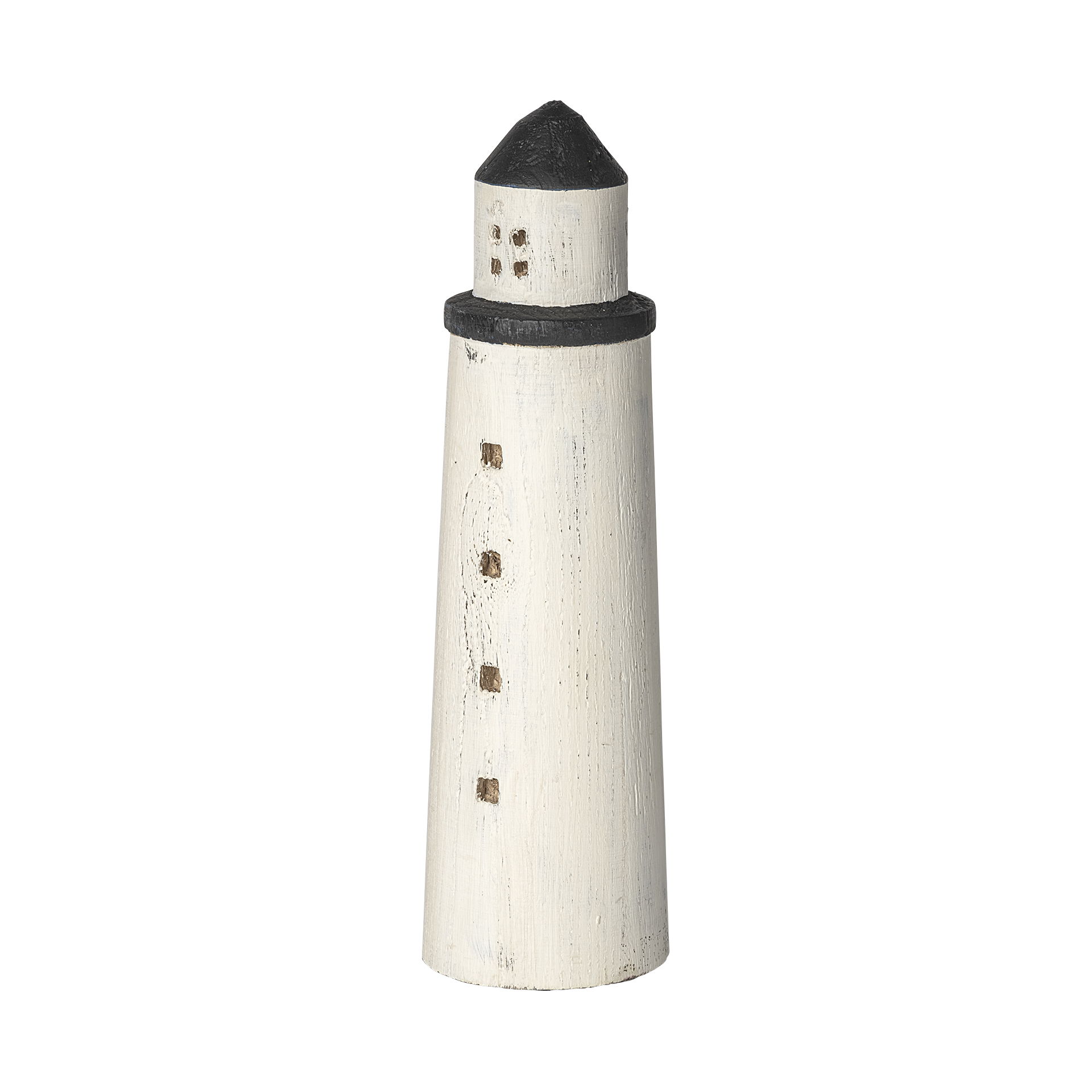 Abner (Large) 4L x 4W White Wooden Coastal Lighthouse, Decorative Object by Mercana, 3.86" length x 3.86" width x 13.39" height View 1