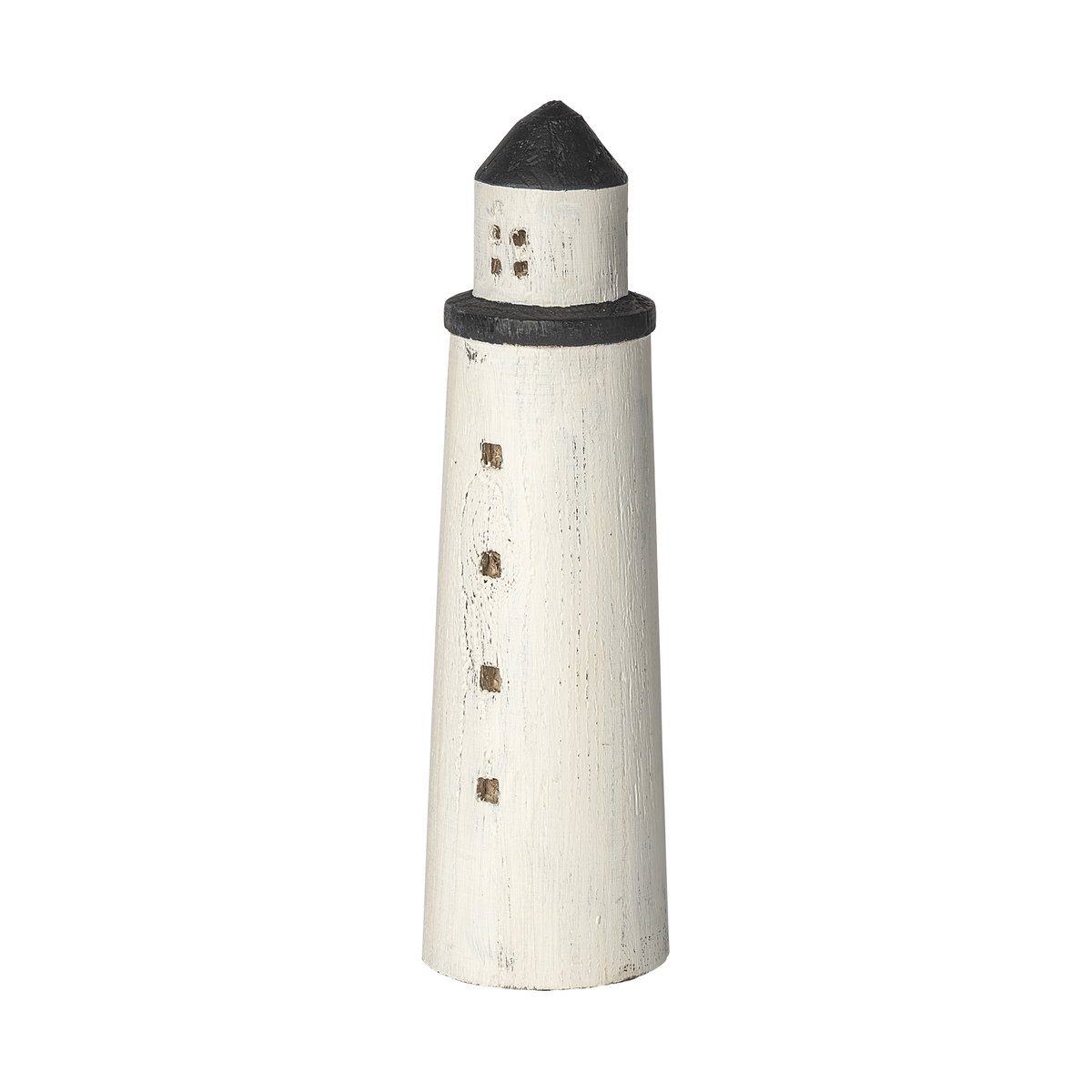 Abner (Large) 4L x 4W White Wooden Coastal Lighthouse, Decorative Object by Mercana, 3.86" length x 3.86" width x 13.39" height View 1