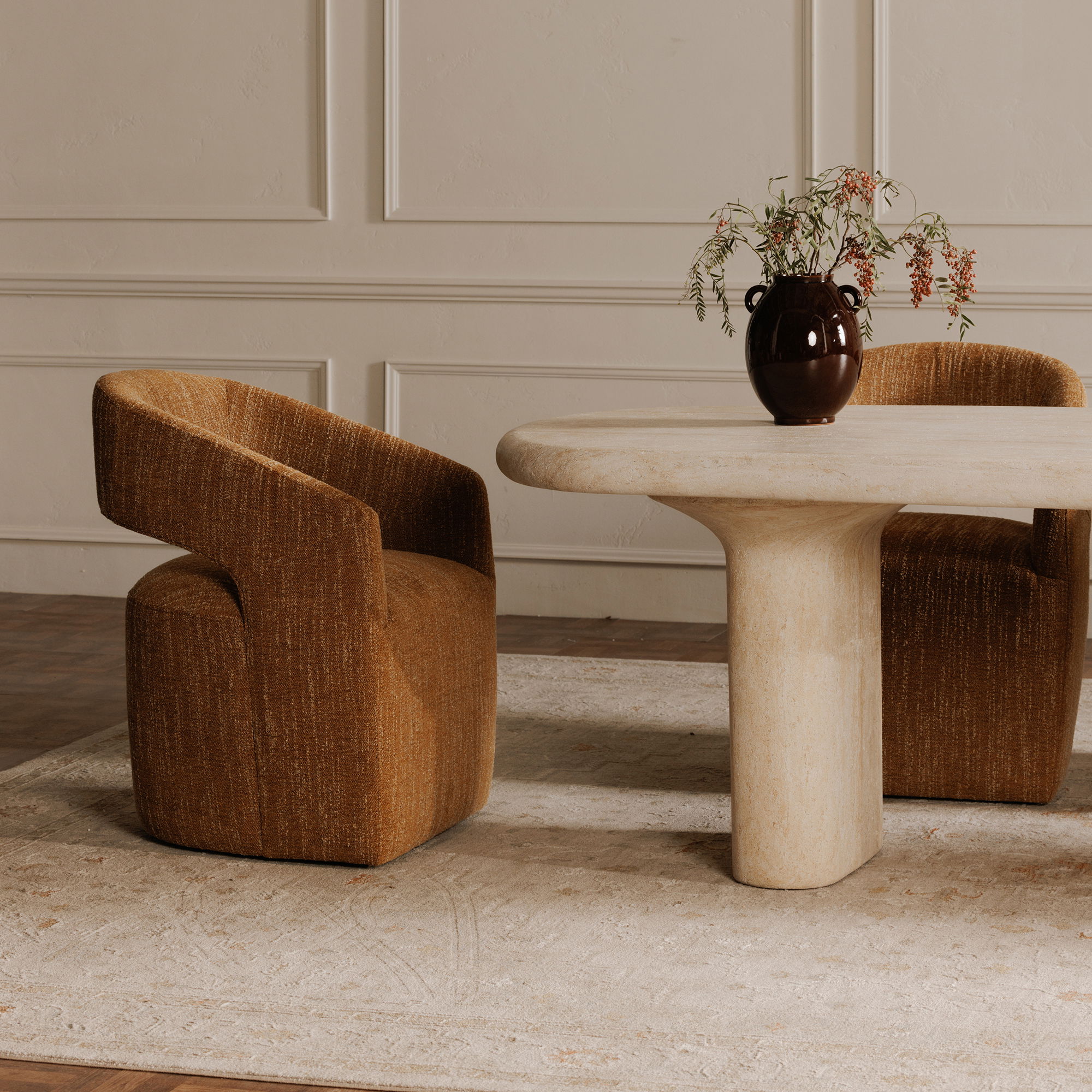 Barrow Rolling Dining Chair Amber Glow large image 