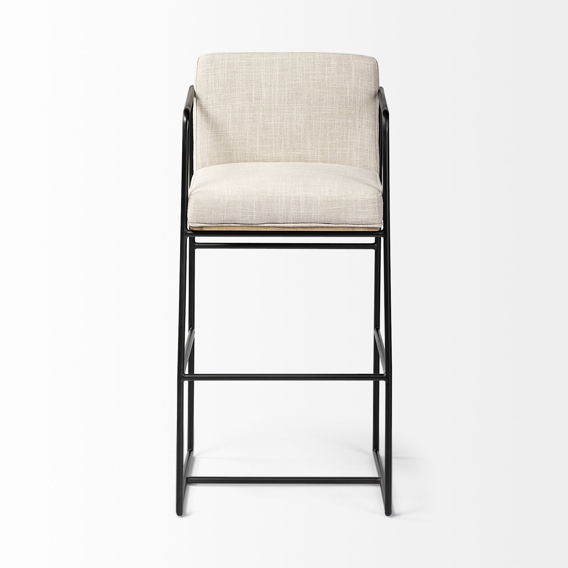Stamford 40' Total Height Light Beige Upholstered Seat with Wood Back, Metal Frame Bar Stool large image 