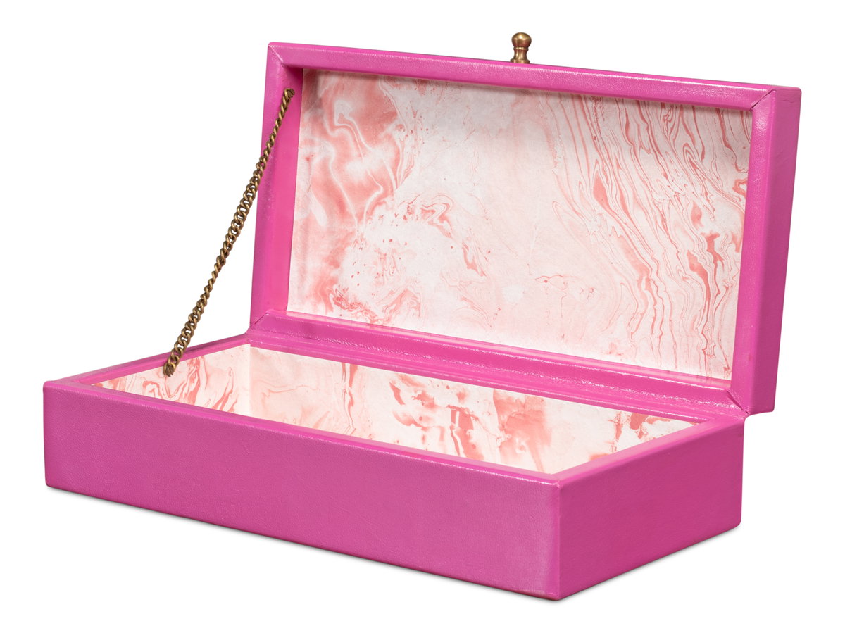 Gatsburg Shagreen Box  Pink  Set Of 2, by Sarreid, 6" length x 1' width x 3" height View 10