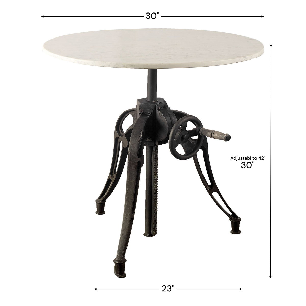 Emslie 30' Round Dining Table | Modern | White Marble & Black Metal | Seats 2, by Mercana, 30" length x 30" width x 31" height View 3