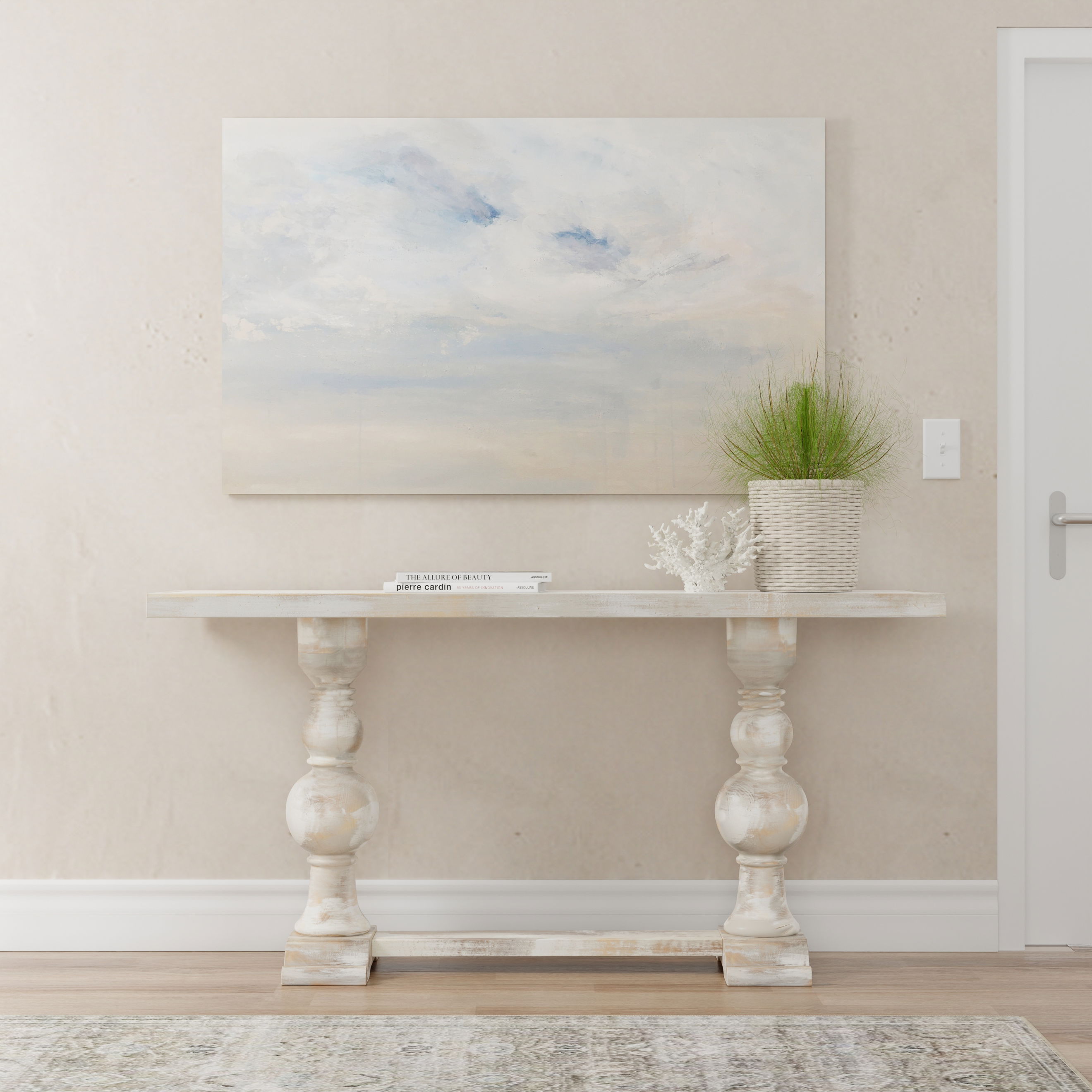 Stacy Double Pedestal Console, Console Table by Sarreid, 61" length x 15" width x 30" height View 14