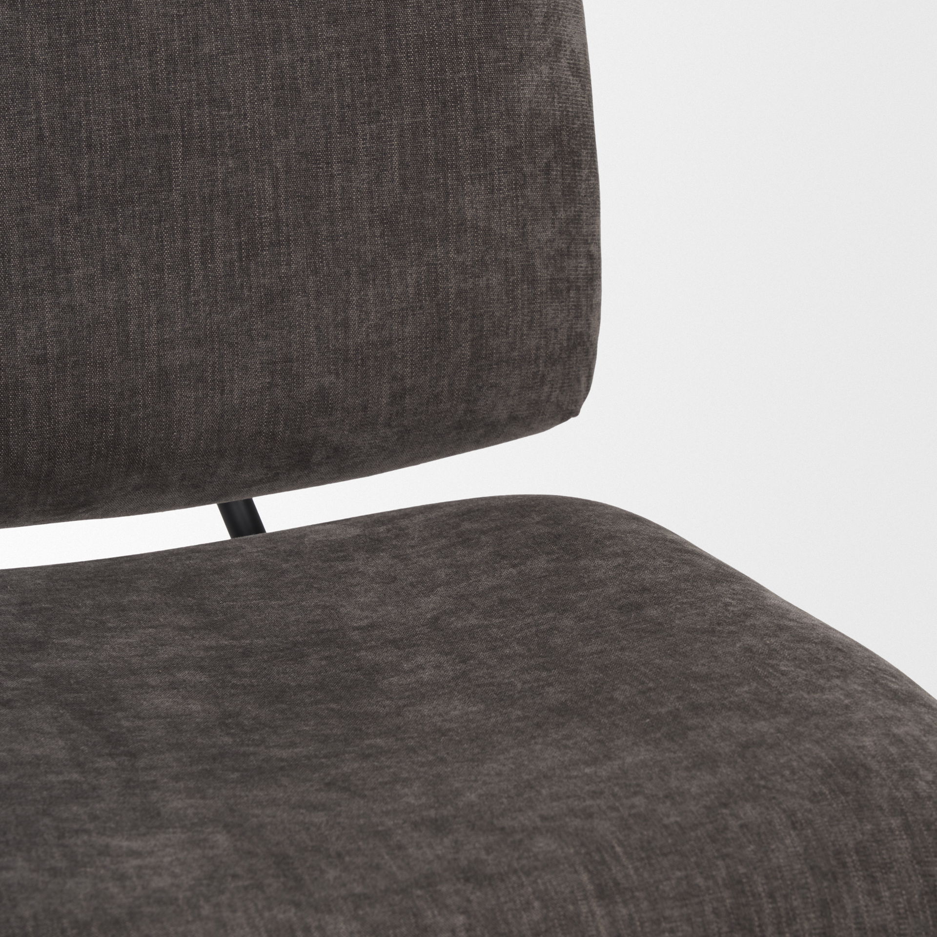 Nora Charcoal Fabric with Matte Black Metal Legs Accent Chair, by Mercana, 25" length x 30.25" width x 31" height View 11