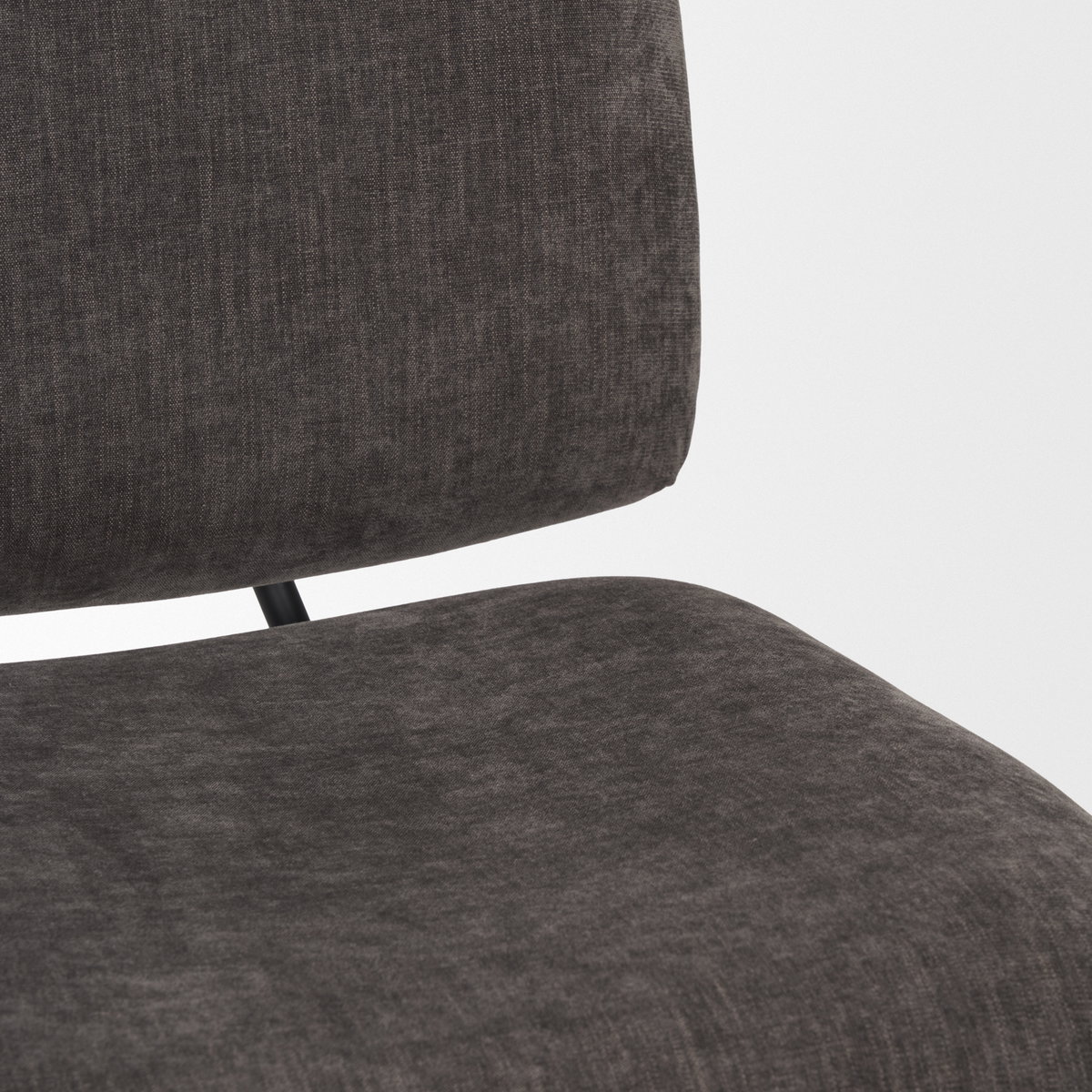 Nora Charcoal Fabric with Matte Black Metal Legs Accent Chair, by Mercana, 25" length x 30.25" width x 31" height View 11