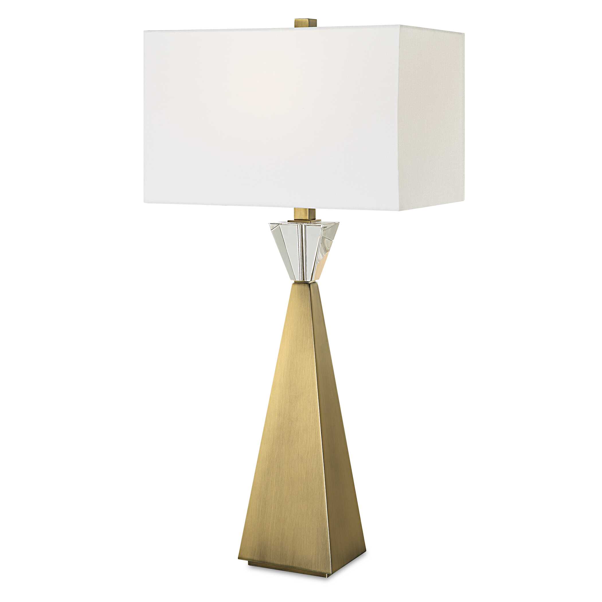 Arete Modern Brass Table Lamp, by Uttermost, 16" width x 31.75" height x 10" depth View 1