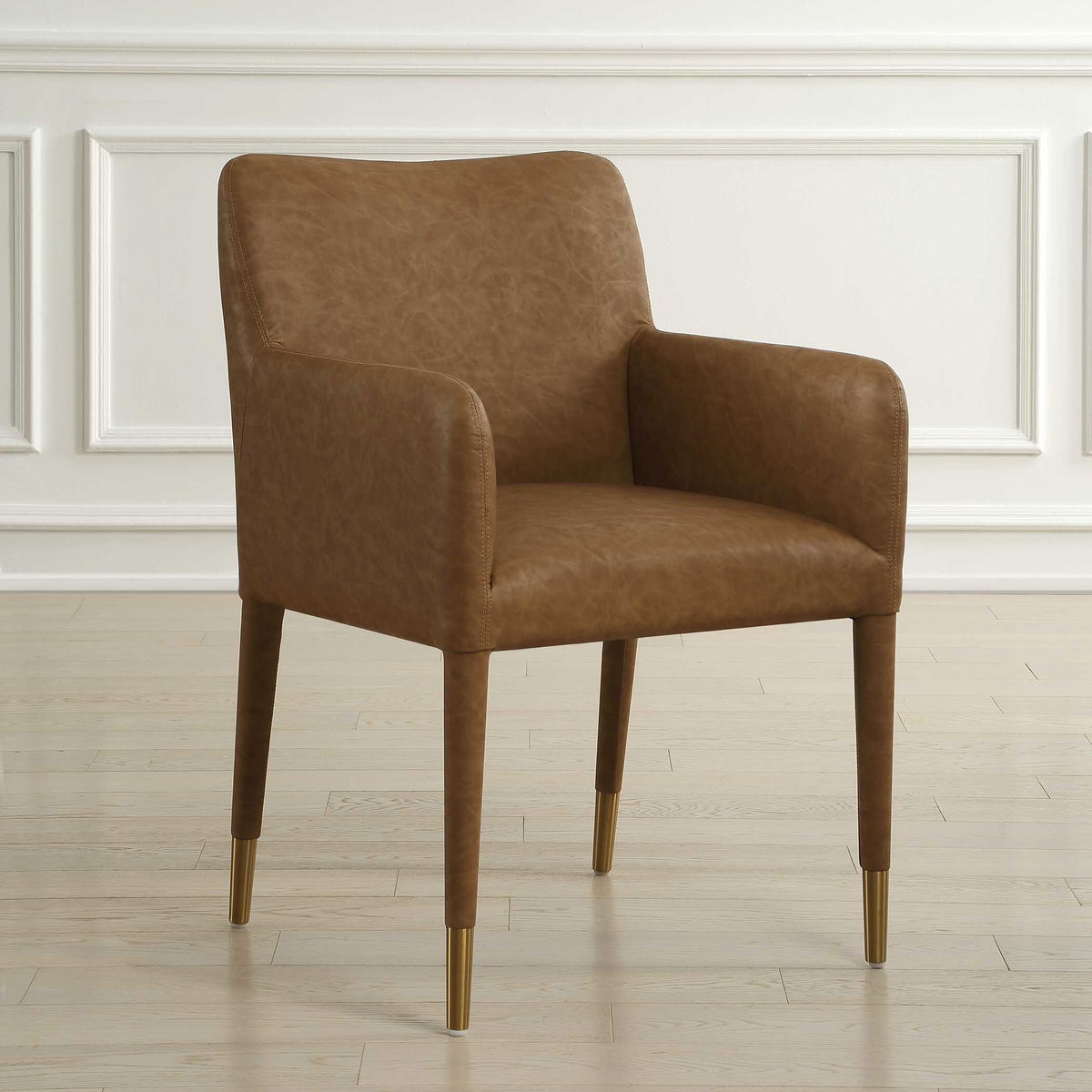 Conifer Camel Dining Armchair, Dining Chair by Uttermost, 23" width x 34" height x 23" depth View 3