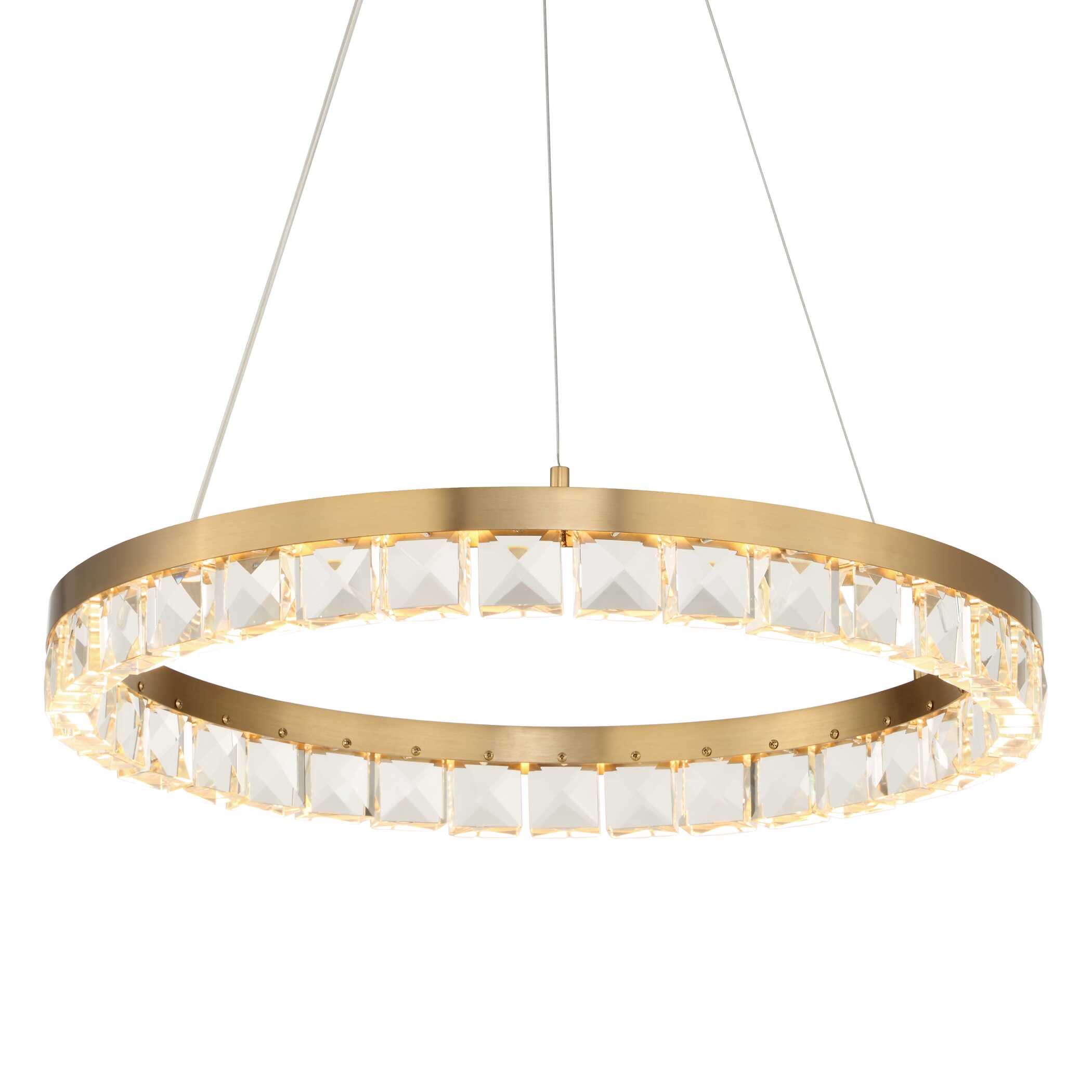 Segovia Round Crystal LED Chandelier, Ceiling Light by Uttermost, 3.75" height x 28" diameter View 4