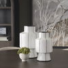 Dinah Small White with Black Stripes  Ceramic Vase, by Mercana, 8.07" length x 8.07" width x 12.99" height thumbnail 2