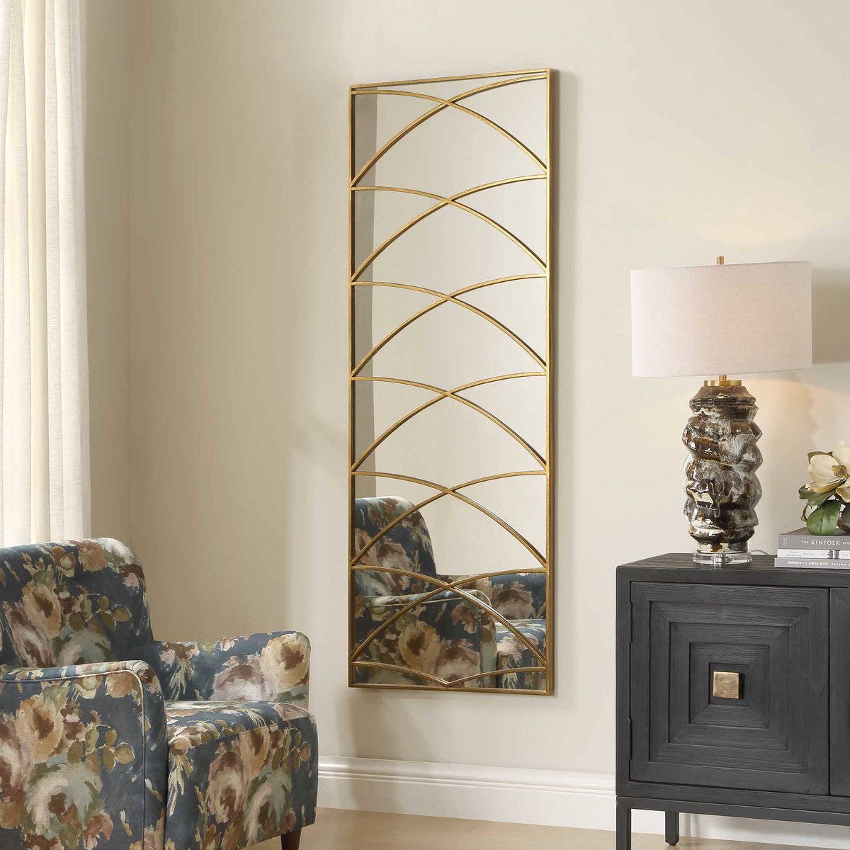 Crossed Up Gold Full Length Mirror, Floor Mirror by Uttermost, 25" width x 70" height x 1" depth View 3