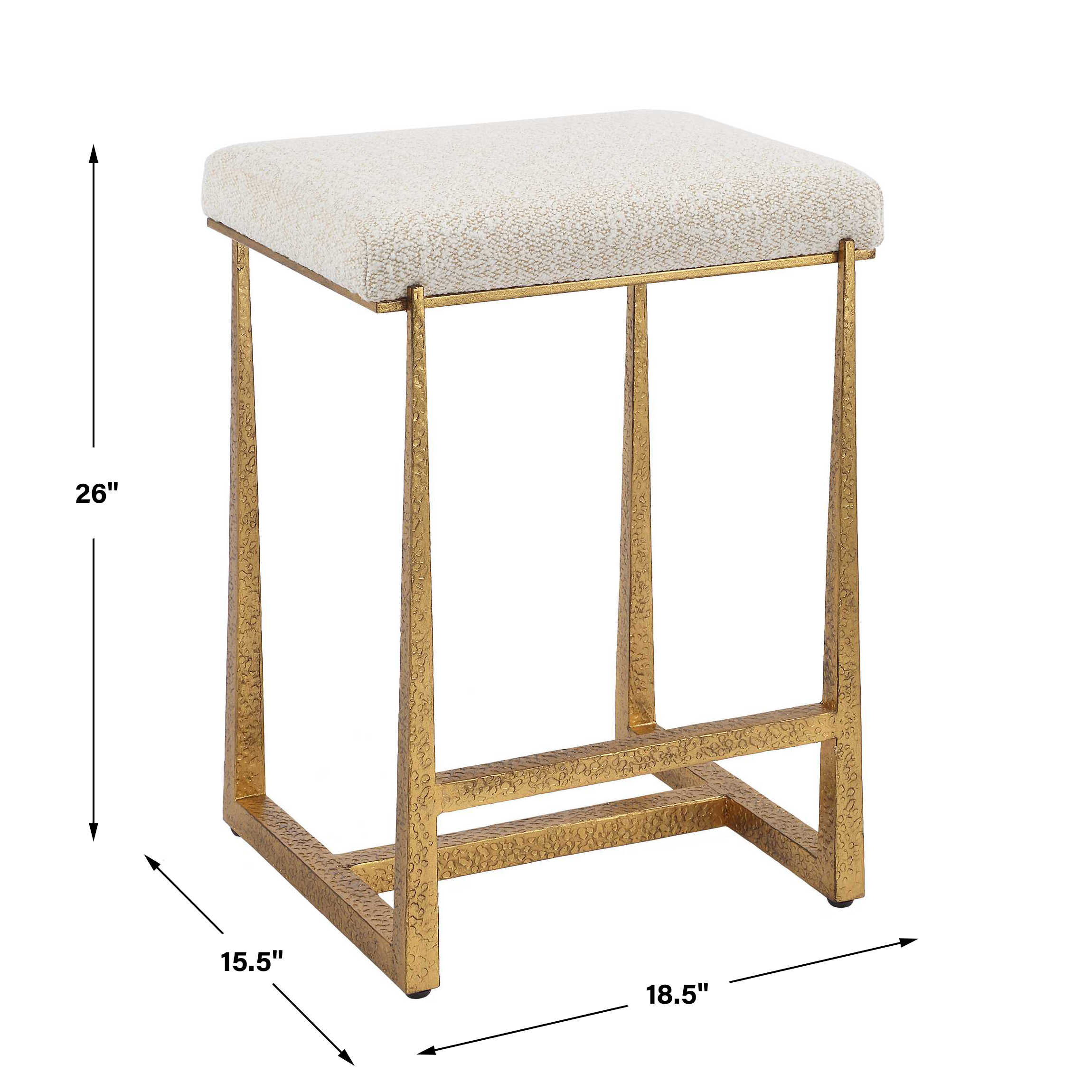 Midas Gold Counter Stool, Furniture by Uttermost, 18.5" width x 26" height x 15.5" depth View 3