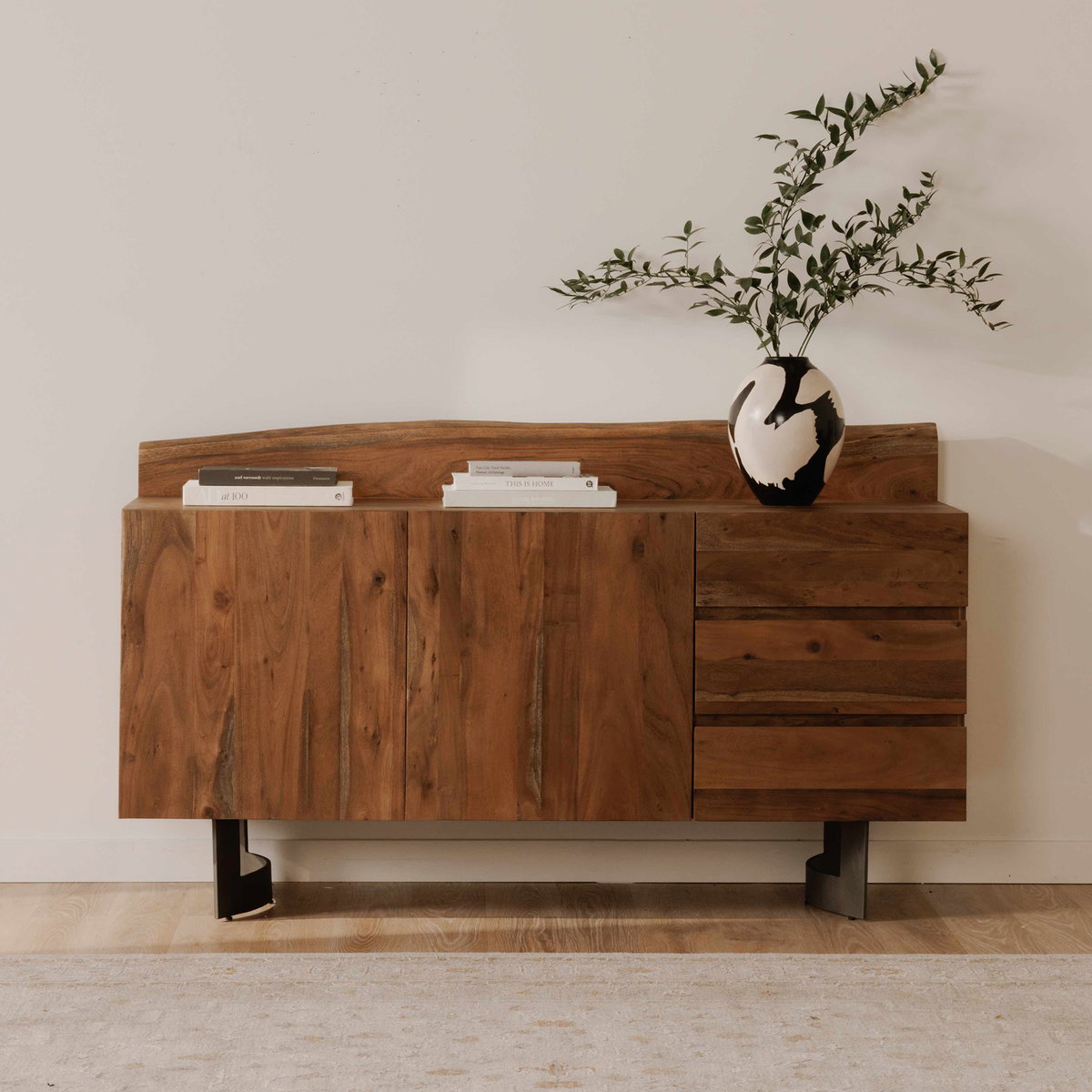 Bent Sideboard Brown, Cabinets & Sideboard by Moe's Home, 66" width x 37" height x 20" depth View 8