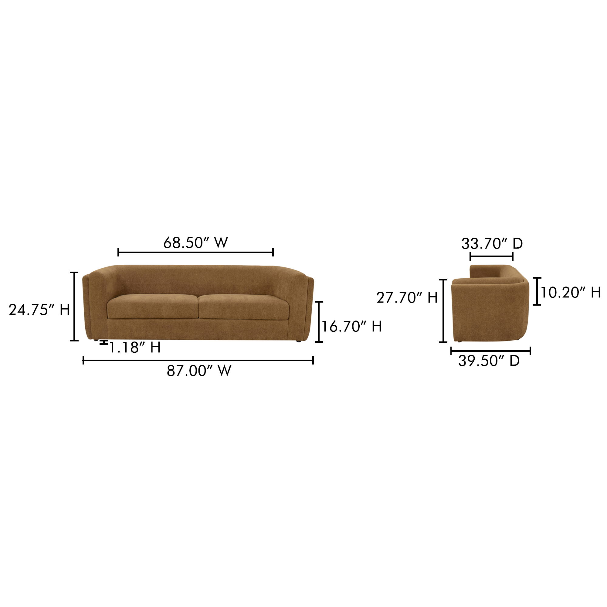 Alora Sofa Fabric Ochre Brown large image 