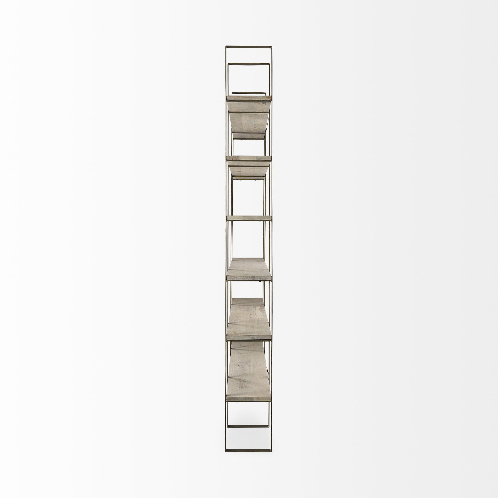 Taunton 80L x 10.5W x 90H Light Brown Wood with Gold Metal Frame 6 Tier Shelving Unit large image 